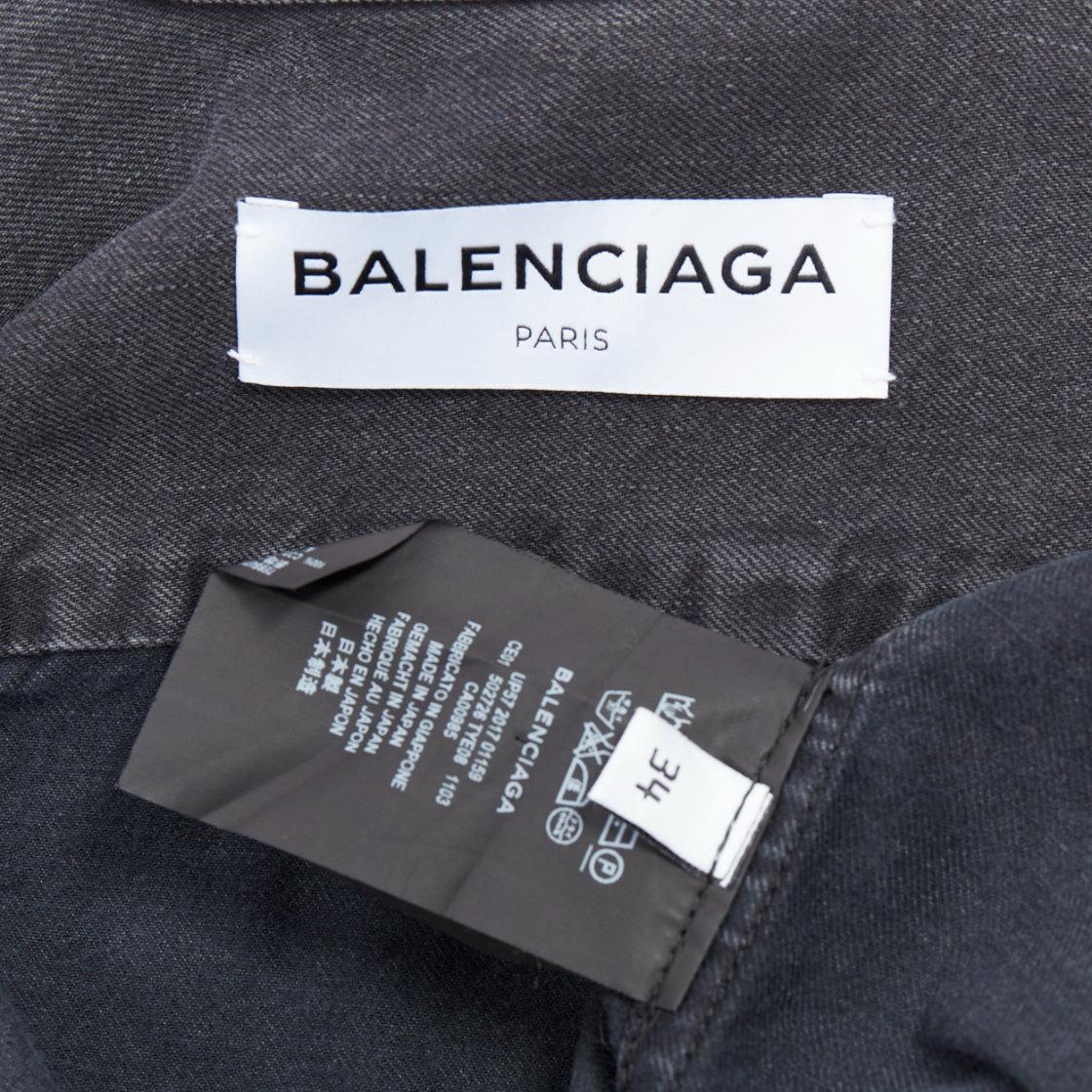BALENCIAGA Demna 2017 black washed denim swing collar oversized shirt FR34 XS For Sale 3