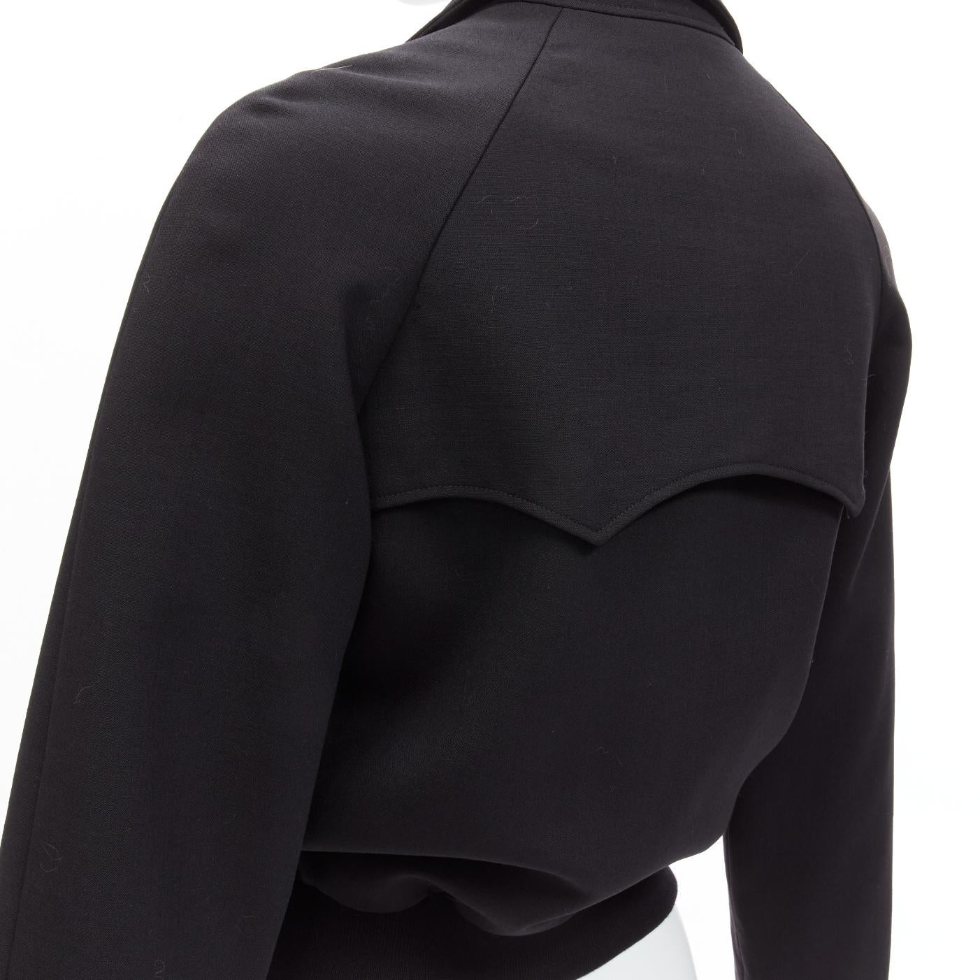 BALENCIAGA Demna 2017 black wool bow tie neck raglan bomber jacket FR34 XS 1