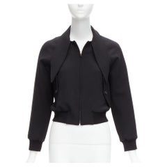 BALENCIAGA Demna 2017 bomber raglan in lana nera con collo a fiocco FR34 XS