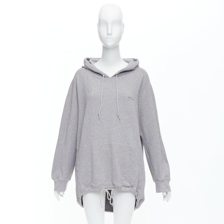 BALENCIAGA Demna 2017 grey cotton logo oversized cocoon hoodie XS 