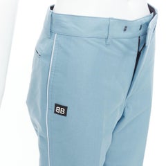 BALENCIAGA Demna 2017 light blue BB rubber logo tapered trousers FR34 XS