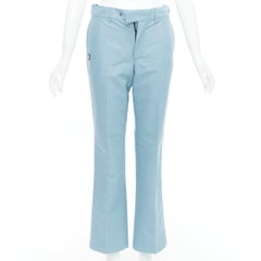BALENCIAGA Demna 2017 light blue BB rubber logo tapered trousers FR34 XS