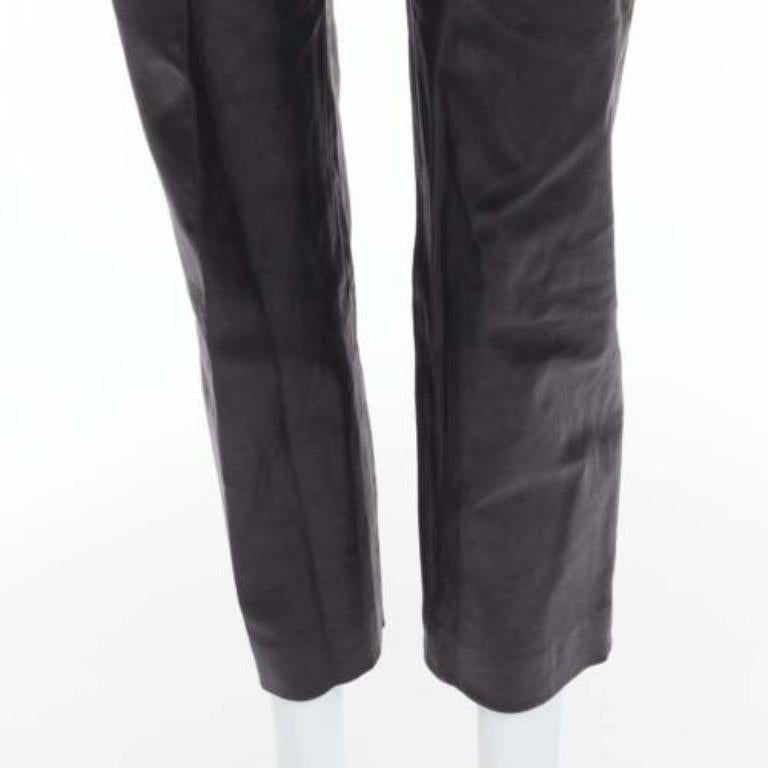 BALENCIAGA Demna 2017 logo patch silver zip cropped moto leather pants FR40 L For Sale 2