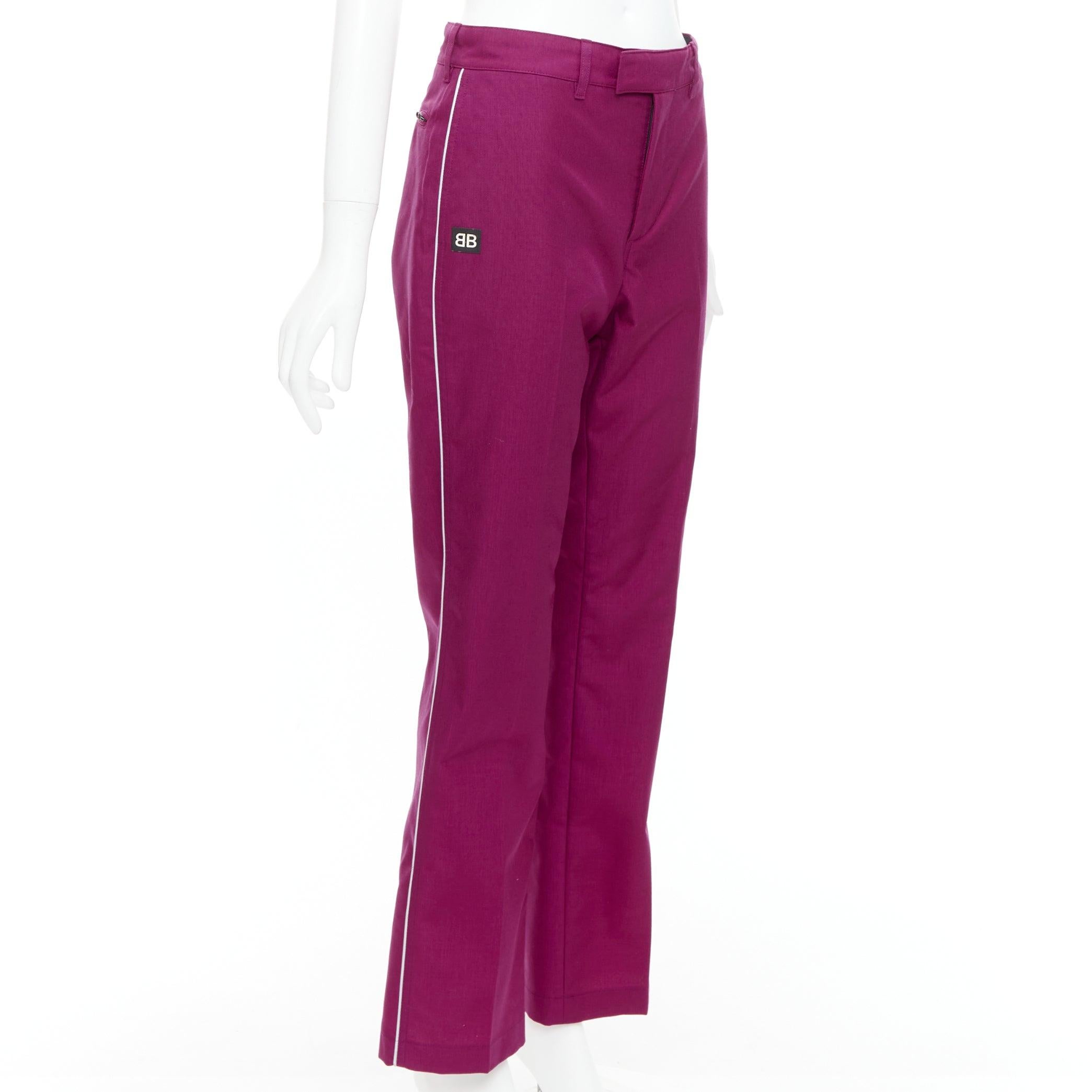 Viola Balenciaga Demna 2017 pantaloni affusolati in gomma BB viola con logo FR34 XS in vendita