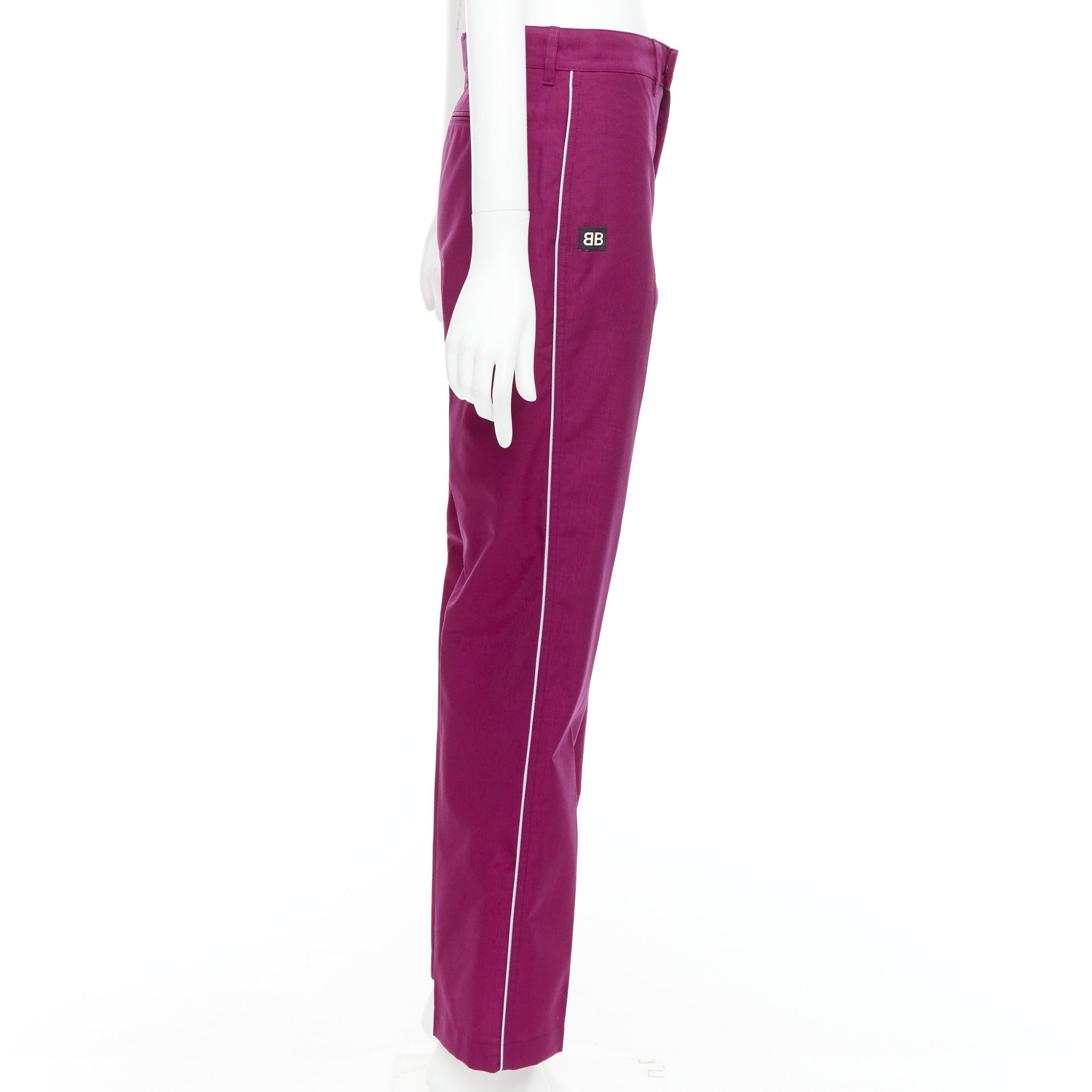 Balenciaga Demna 2017 pantaloni affusolati in gomma BB viola con logo FR34 XS In condizioni ottime in vendita a Hong Kong, NT
