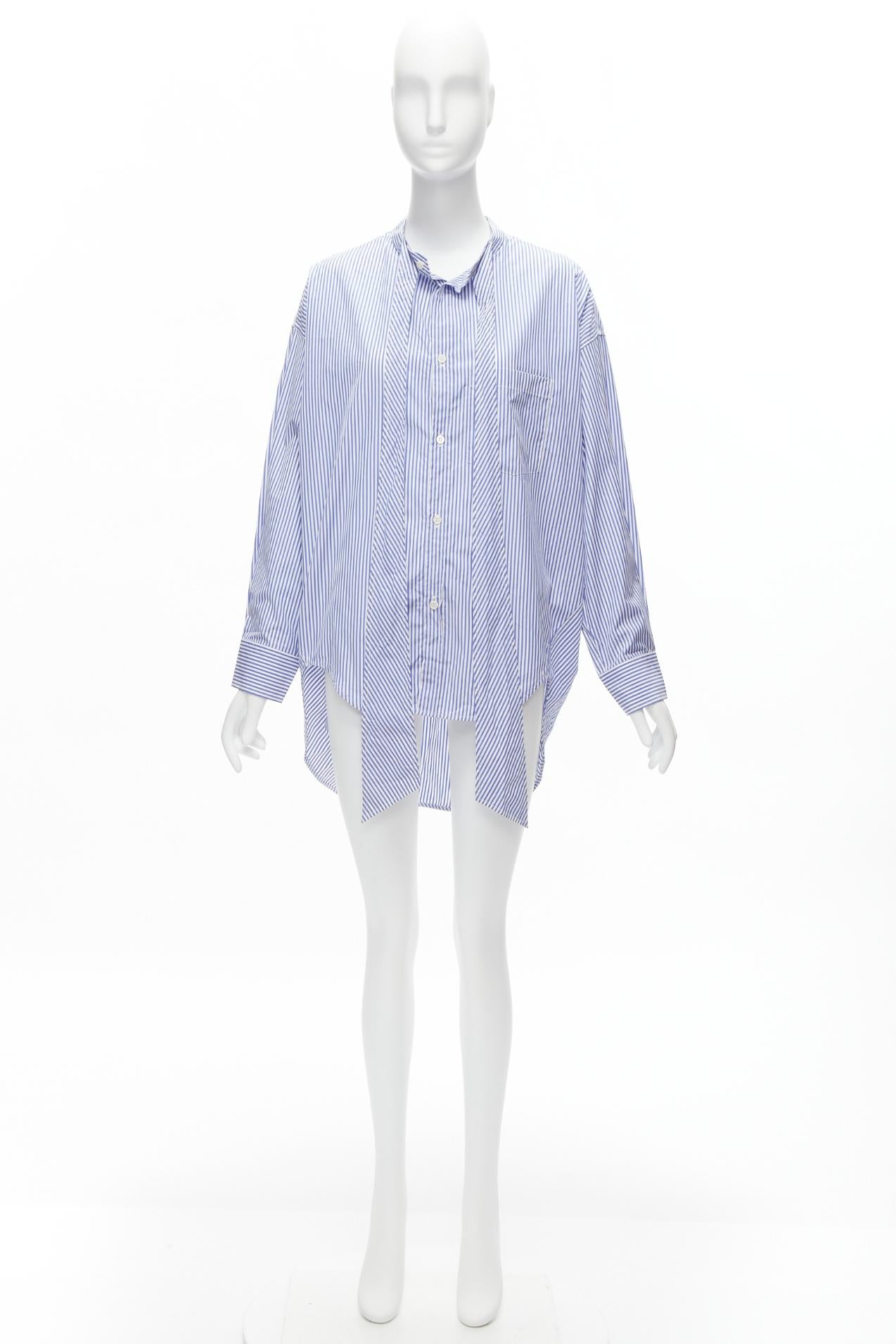 BALENCIAGA Demna 2017 red BB logo blue white stripe oversized shirt FR34 XS For Sale 5