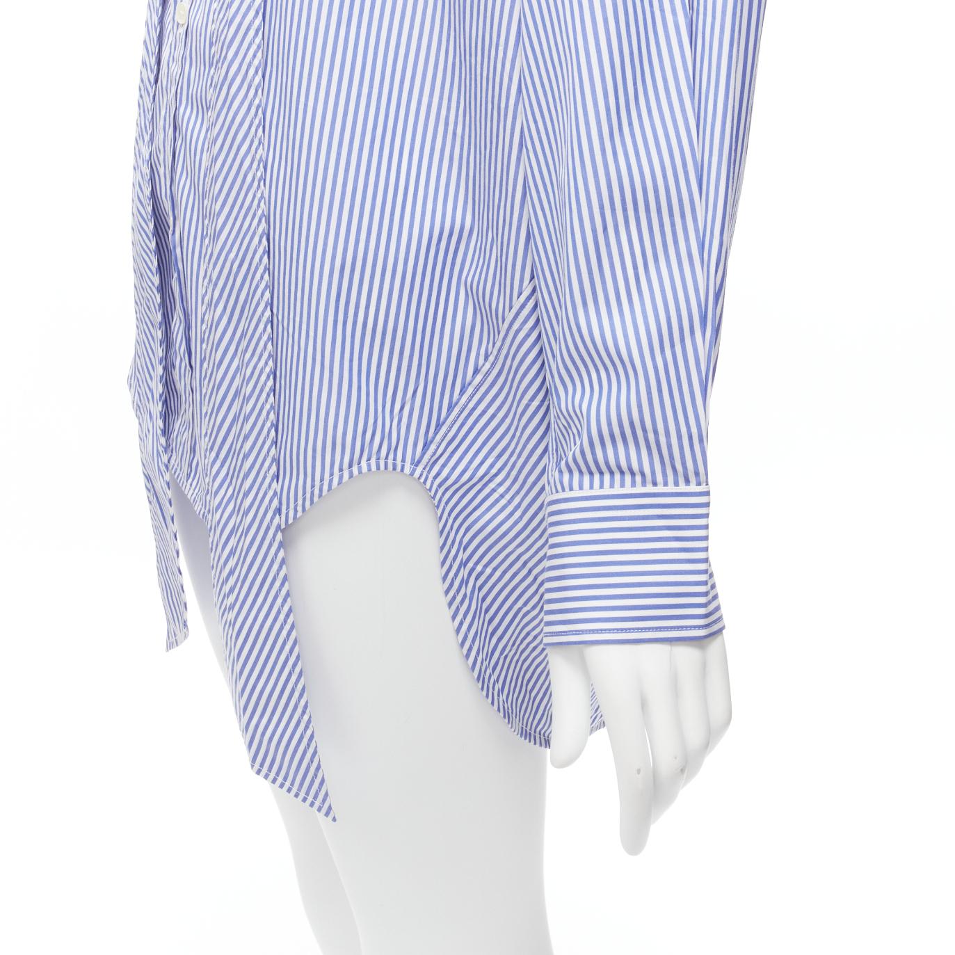 BALENCIAGA Demna 2017 red BB logo blue white stripe oversized shirt FR34 XS For Sale 3