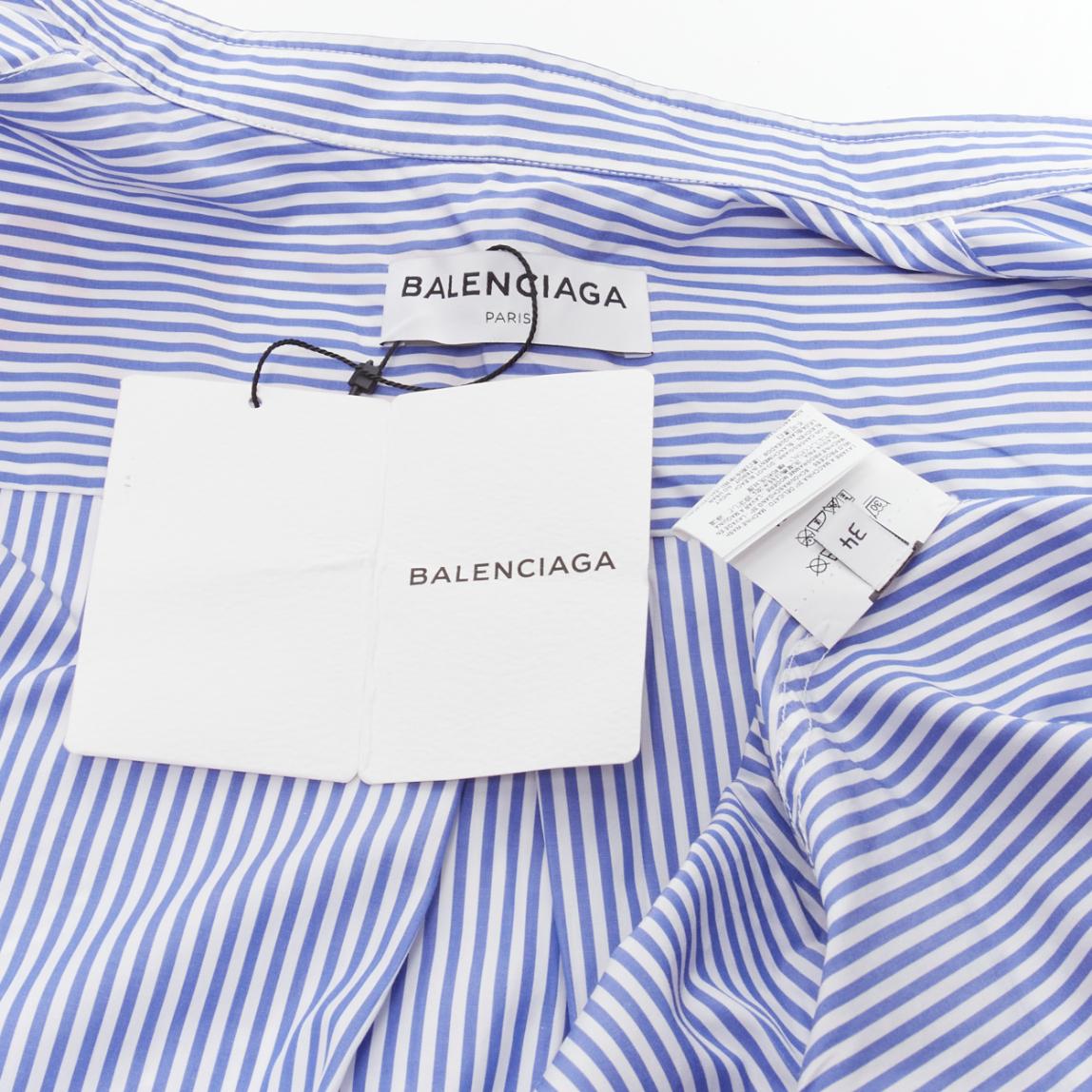 BALENCIAGA Demna 2017 red BB logo blue white stripe oversized shirt FR34 XS For Sale 4