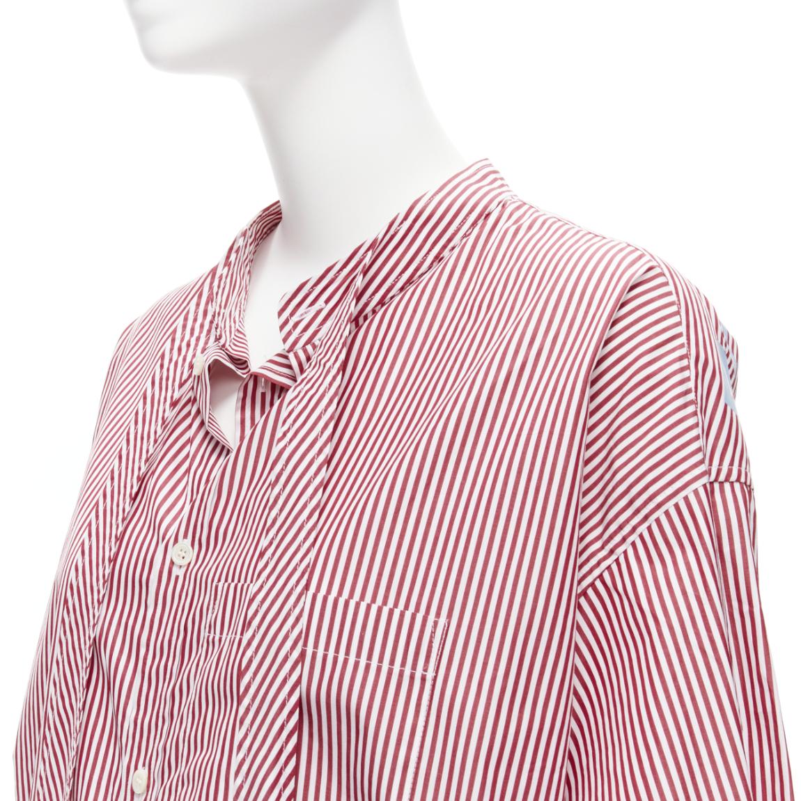 BALENCIAGA Demna 2017 red white stripe relaxed  BB logo oversized shirt FR34  For Sale 4
