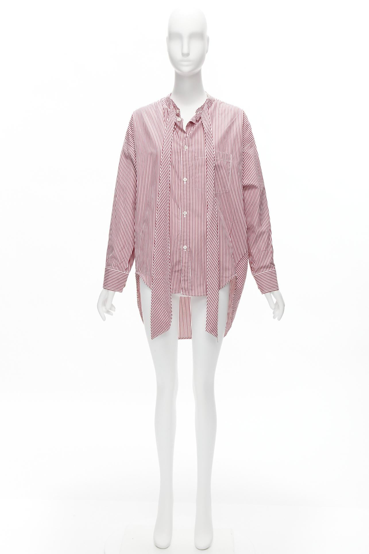 BALENCIAGA Demna 2017 red white stripe relaxed blue BB oversized shirt FR34 XS For Sale 5