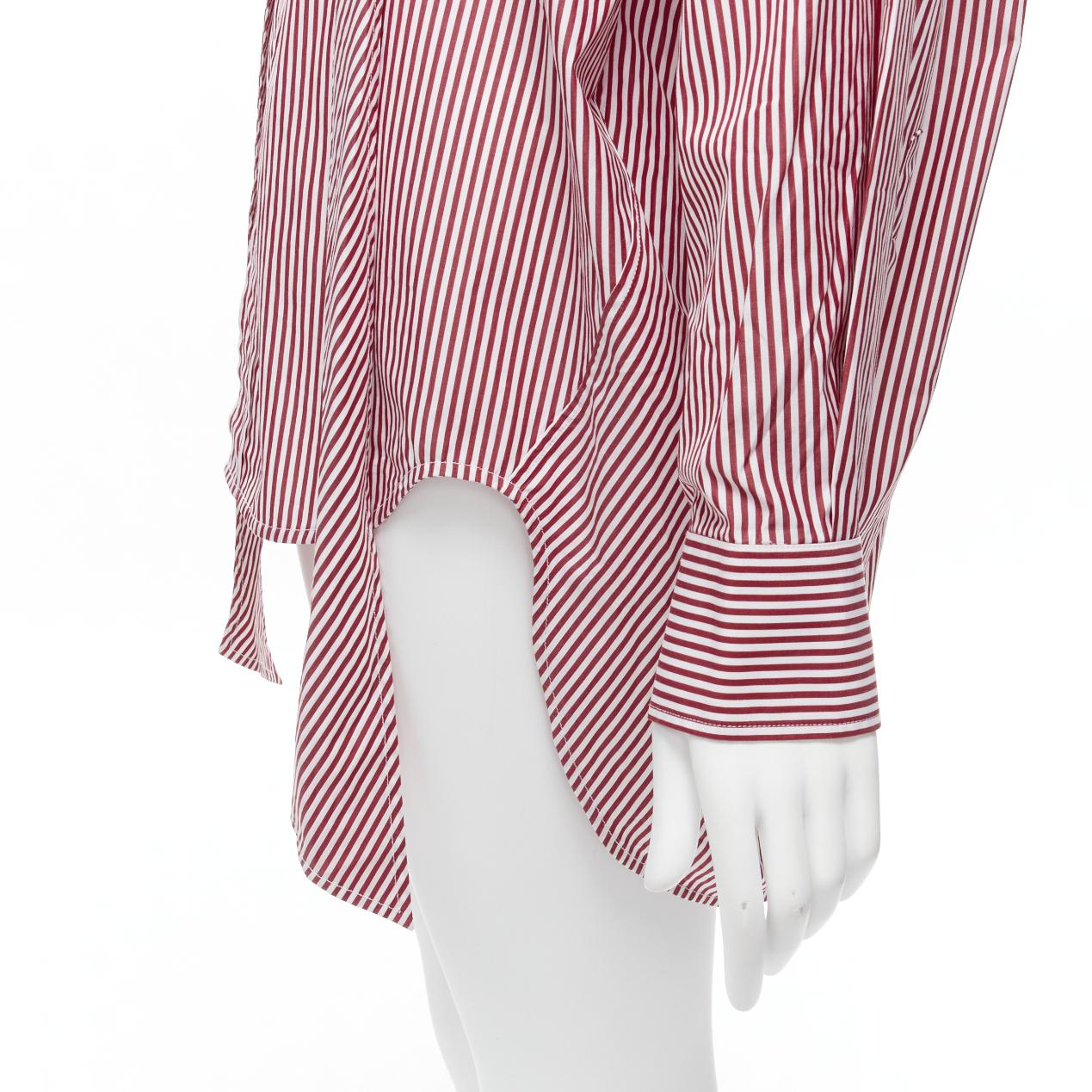 BALENCIAGA Demna 2017 red white stripe relaxed blue BB oversized shirt FR34 XS For Sale 2