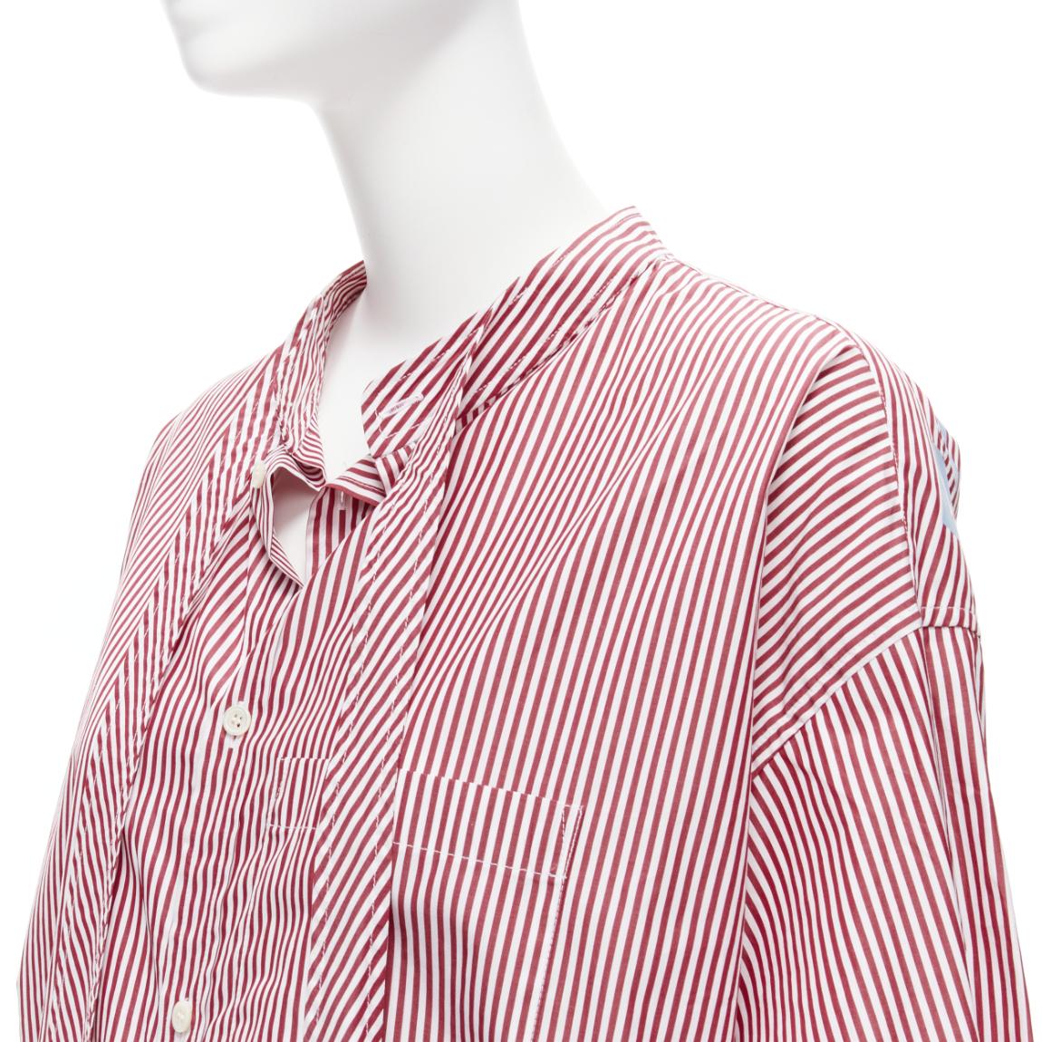 BALENCIAGA Demna 2017 red white stripe relaxed blue BB oversized shirt FR34 XS For Sale 3