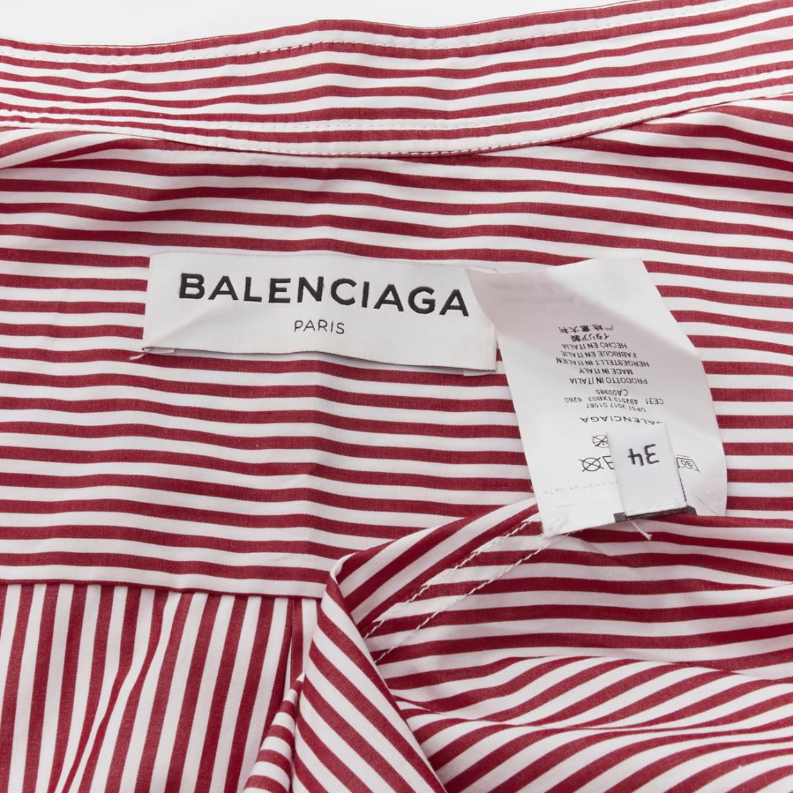 BALENCIAGA Demna 2017 red white stripe relaxed blue BB oversized shirt FR34 XS For Sale 4