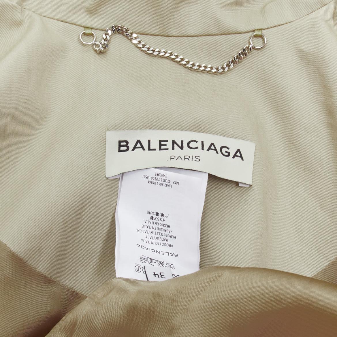 BALENCIAGA Demna 2017 Runway boxy oversized shoulder belted trench coat FR34 XS For Sale 4