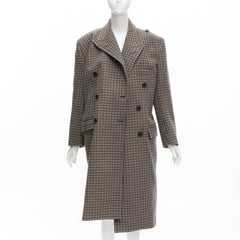 BALENCIAGA Demna 2017 Runway brown checked deconstructed Pull coat FR34 XS