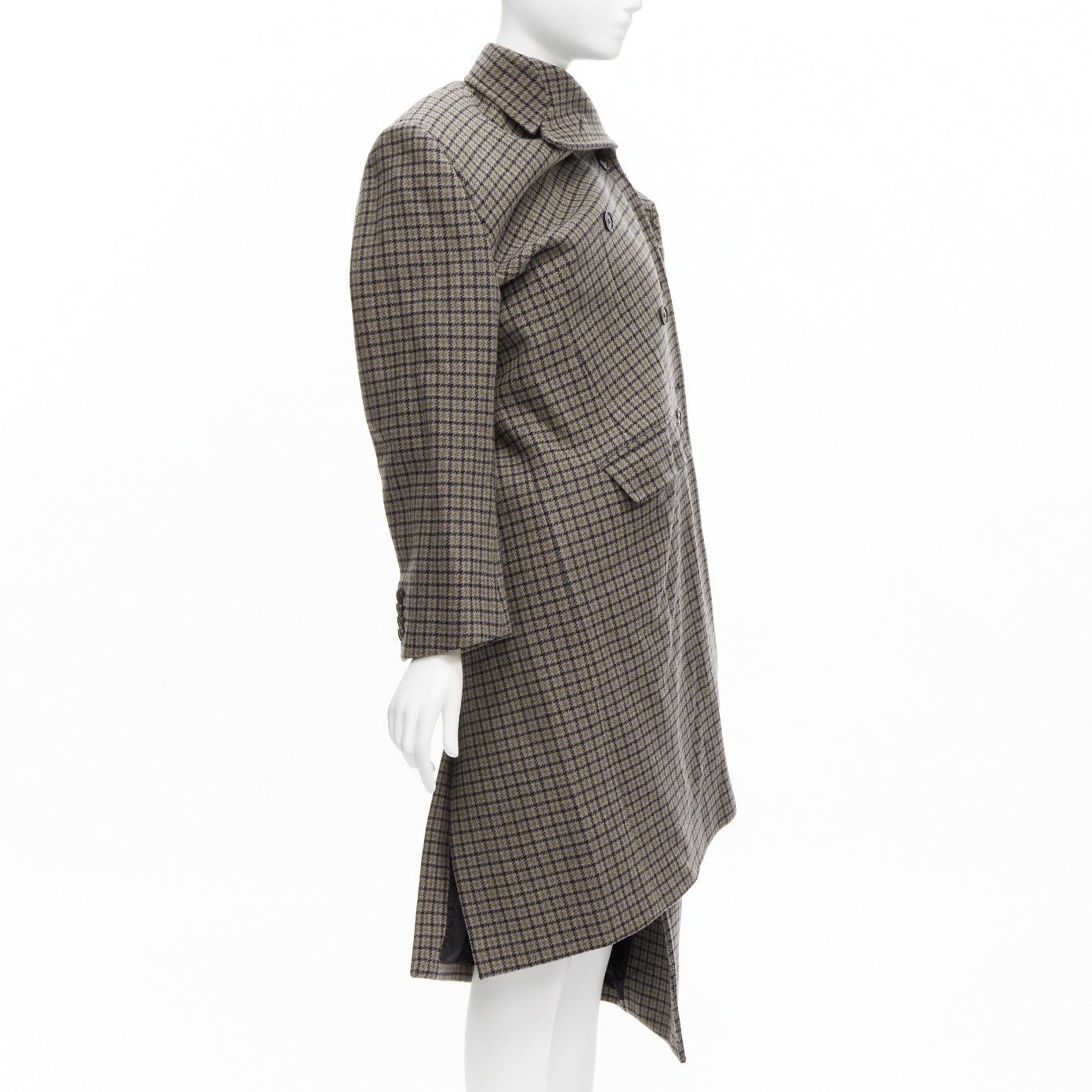 BALENCIAGA Demna 2017 Runway brown checked deconstructed Pull coat FR34 XS In Excellent Condition In Hong Kong, NT