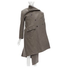 BALENCIAGA Demna 2017 Runway brown checked deconstructed Pull coat FR34 XS