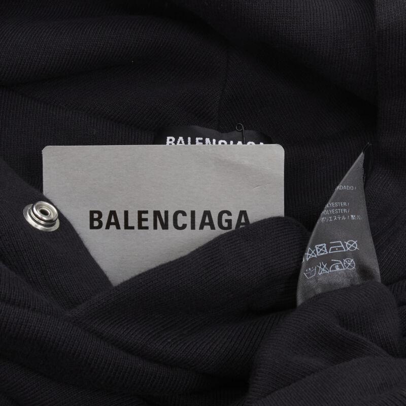 BALENCIAGA Demna 2018 negro Sudadera con capucha oversize bordada I Love Techno S 5