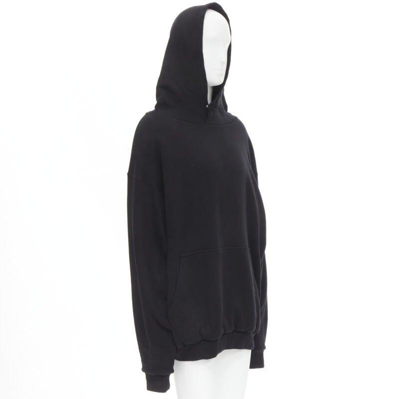 BALENCIAGA Demna 2018 black I Love Techno embroidered oversized hoodie S In New Condition For Sale In Hong Kong, NT