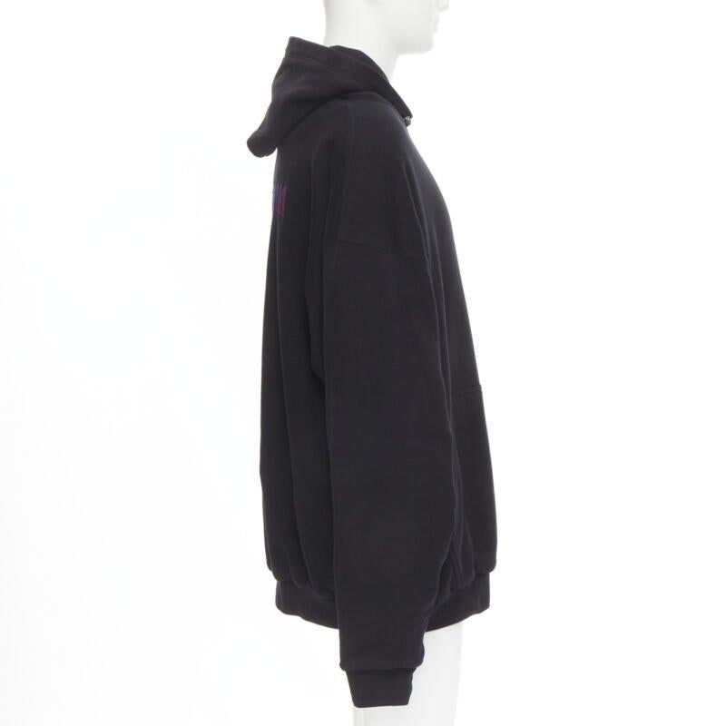 De los hombres BALENCIAGA Demna 2018 negro Sudadera con capucha oversize bordada I Love Techno S