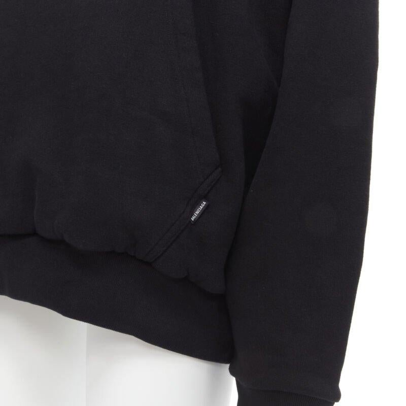 BALENCIAGA Demna 2018 negro Sudadera con capucha oversize bordada I Love Techno S 4