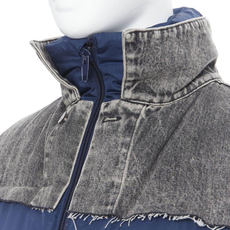 Purple BALENCIAGA Demna 2018 Fake Layering navy washed denim down puffer jacket S For Sale