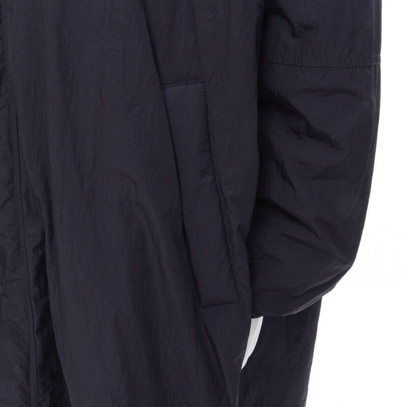 BALENCIAGA Demna 2018 navy blue padded logo cotton lined puffer coat IT46 XS For Sale 2