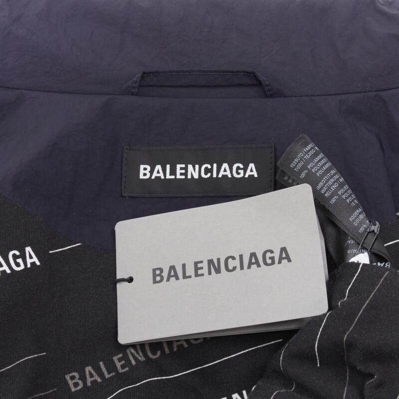 BALENCIAGA Demna 2018 navy blue padded logo cotton lined puffer coat IT46 XS For Sale 4