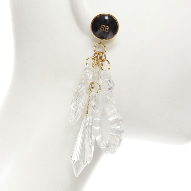 De las mujeres BALENCIAGA Demna 2018 Pic Colgante BB logo transparente Pendientes de araña en venta