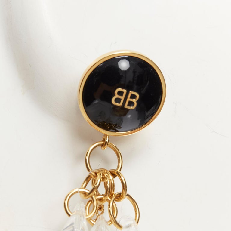 BALENCIAGA Demna 2018 Pic Pendant BB logo clear Chandelier earrings For  Sale at 1stDibs | balenciaga bb earrings, balenciaga bb drop earrings,  balenciaga pearl earrings