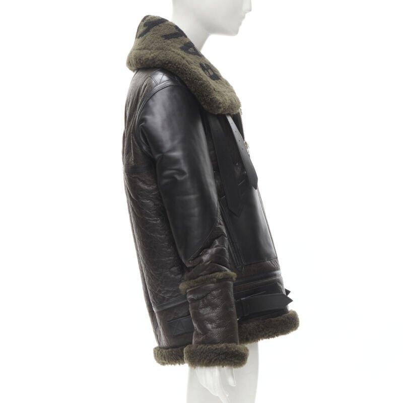 Women's BALENCIAGA Demna 2018 Runway Le Bombardier green shearling aviator jacket XS For Sale