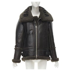 BALENCIAGA Demna 2018 Runway Le Bombardier green shearling aviator jacket XS