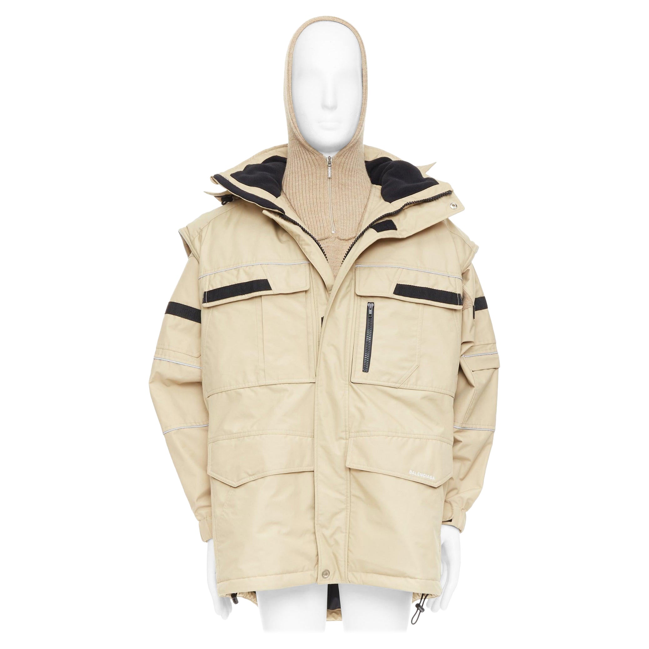 BALENCIAGA Demna 2018 Runway Twinset oversized convertible parka coat FR46 XS