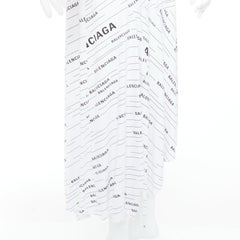 BALENCIAGA Demna 2018 weiß schwarzer Logo-Print asymmetrischer Midirock FR38 M