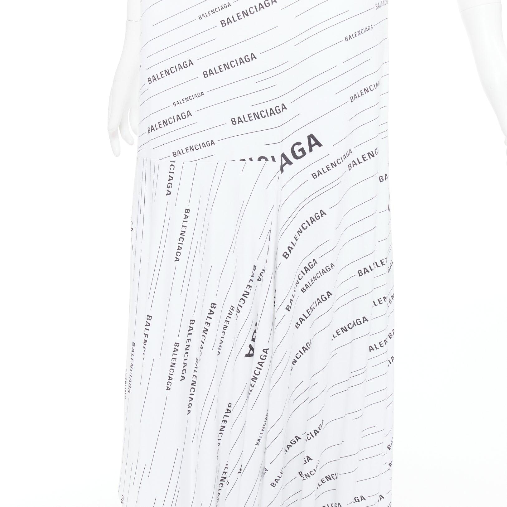 BALENCIAGA Demna 2018 white black logo print asymmetric midi skirt FR38 M For Sale 1