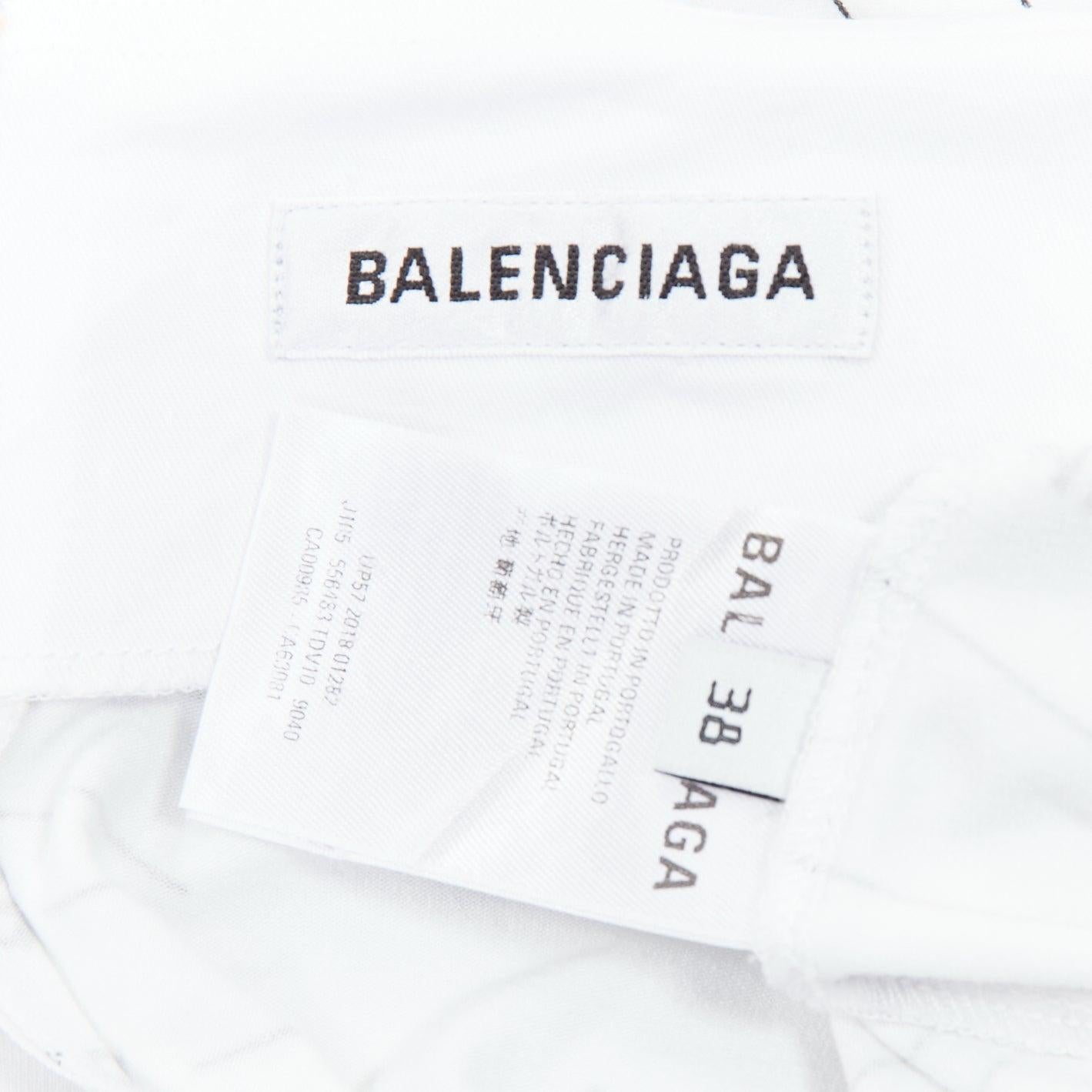 BALENCIAGA Demna 2018 white black logo print asymmetric midi skirt FR38 M For Sale 2