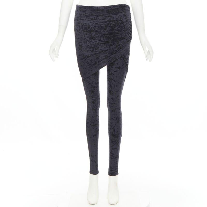BALENCIAGA Demna 2019 black crushed velvet draped front legging FR34 XS For Sale 5