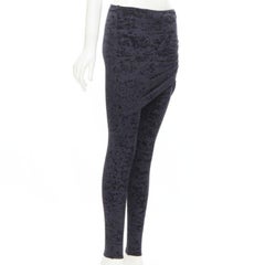 BALENCIAGA Demna 2019 black crushed velvet draped front legging FR34 XS