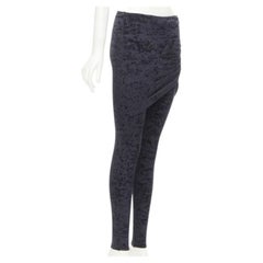 BALENCIAGA Demna 2019 black crushed velvet draped front legging FR34 XS