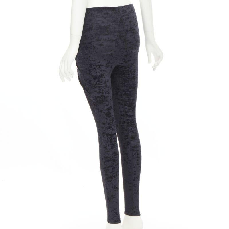 BALENCIAGA Demna 2019 black crushed velvet draped front legging FR34 XS For Sale 1