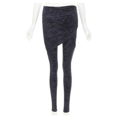 BALENCIAGA Demna 2019 black crushed velvet draped front legging FR34 XS