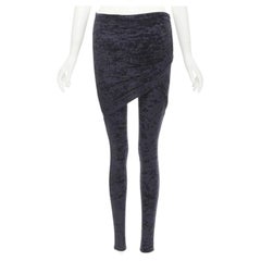 BALENCIAGA Demna 2019 black crushed velvet draped front legging FR34 XS