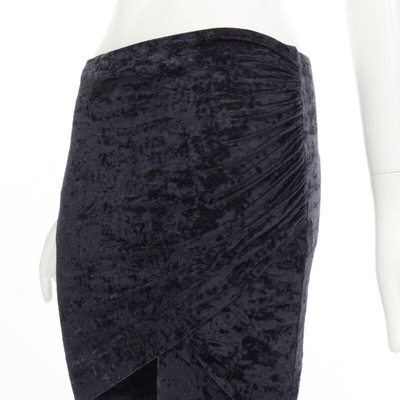 BALENCIAGA Demna 2019 Schwarze drapierte BalENCIAGA Leggings aus zerkleinertem Samt FR36 S im Angebot 6