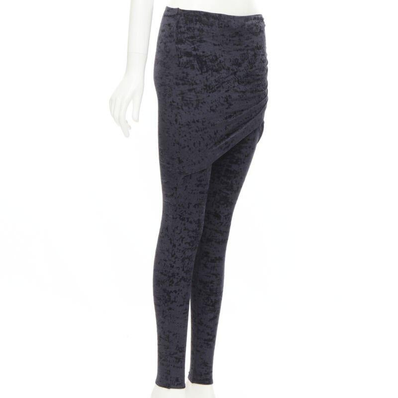 BALENCIAGA Demna 2019 Schwarze drapierte BalENCIAGA Leggings aus zerkleinertem Samt FR36 S Damen im Angebot