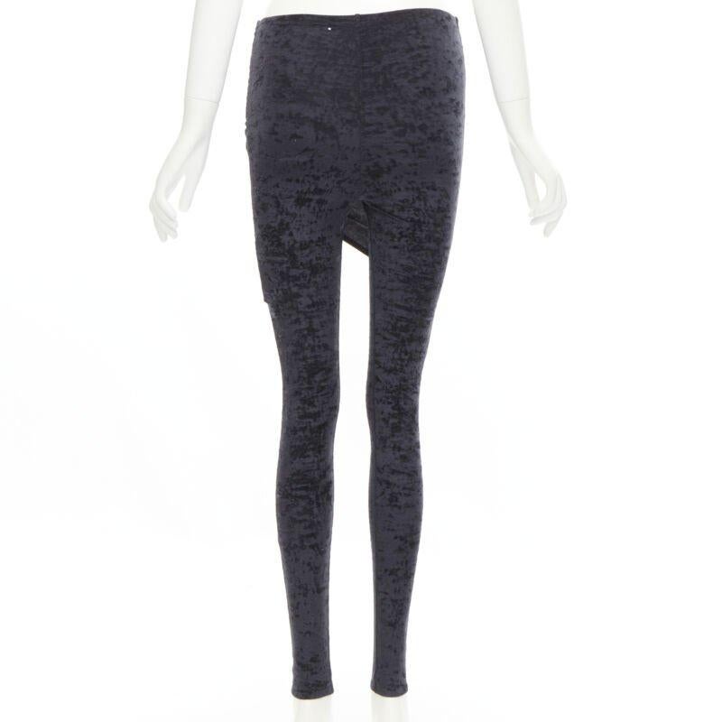 BALENCIAGA Demna 2019 Schwarze drapierte BalENCIAGA Leggings aus zerkleinertem Samt FR36 S im Angebot 2