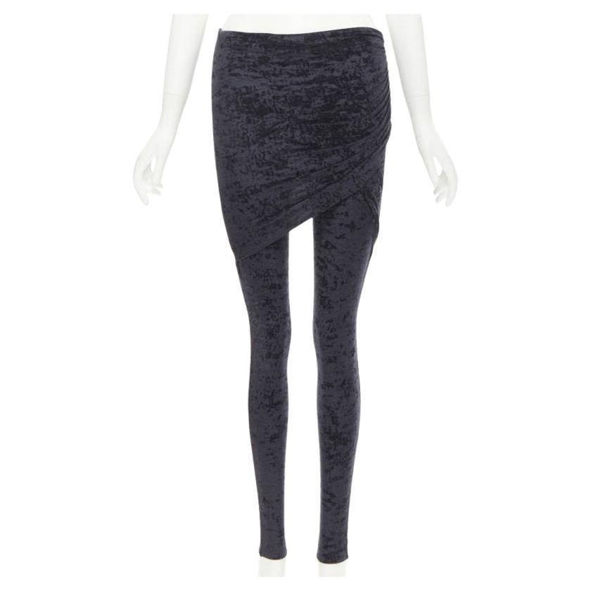 BALENCIAGA Demna 2019 Schwarze drapierte BalENCIAGA Leggings aus zerkleinertem Samt FR36 S im Angebot