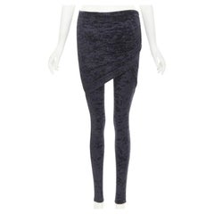 Balenciaga Demna 2019 legging in velluto nero drappeggiato FR36 S