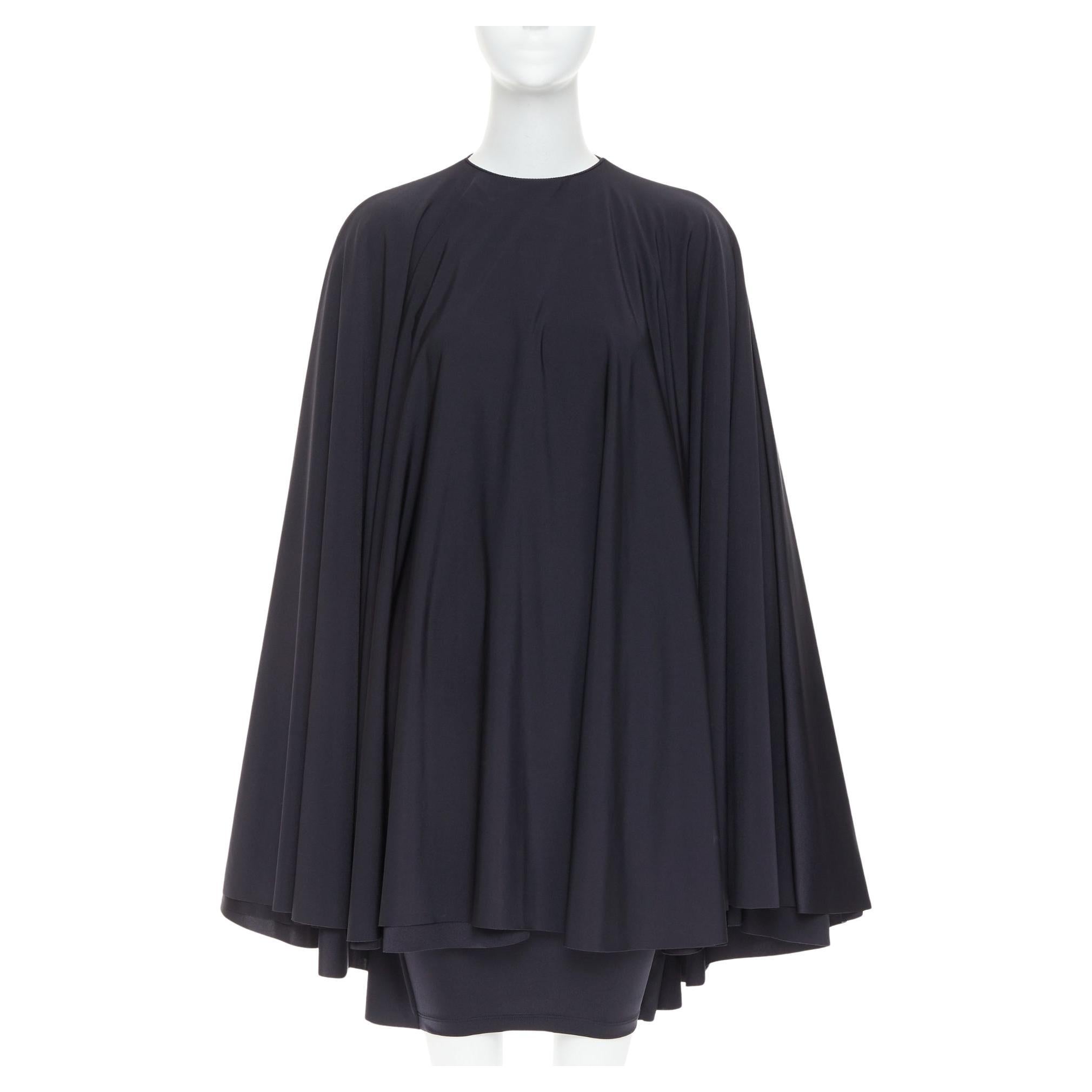 Balenciaga Demna 2019 spandex caped vacuum sucked back bodycon dress FR34 XS