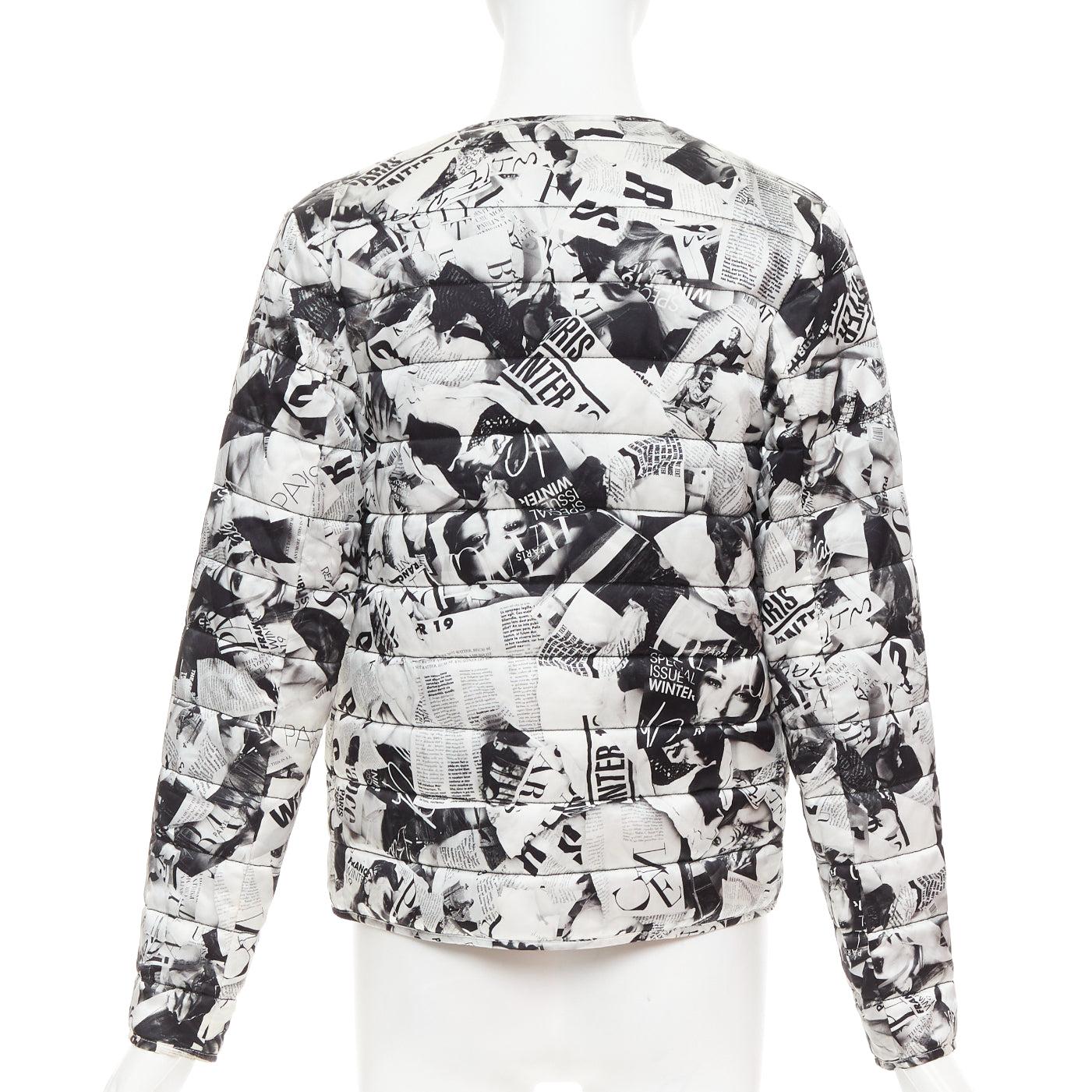 BALENCIAGA Demna 2019 black white magazine tabloid print padded coat FR34 XS For Sale 1