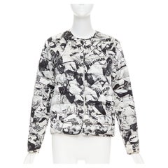 BALENCIAGA Demna 2019 black white magazine tabloid print padded coat FR34 XS